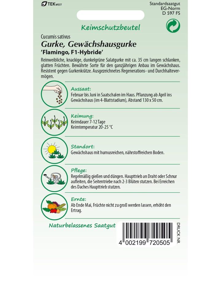 Gurkensamen Orca F1 - Rein Weibliche, Resistente Salatgurke Für Gewächshaus & Freiland